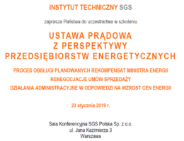 Ustawa prądowa szkolenie dla przedsiębiorstw energetycznych