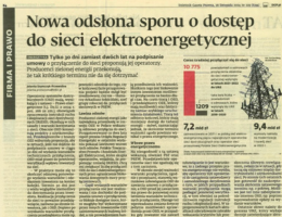 Komentarz Kacpra Skalskiego dla Dziennik Gazeta Prawna w sprawie pomysłu OSD na skrócenie terminu na zawarcie umowy przyłączeniowej. 